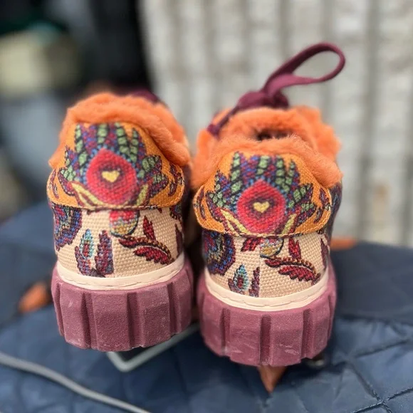 FARM RIO Beige Sunset Floral Tapestry Flatform Sneakers, Boho - Picture 8 of 15